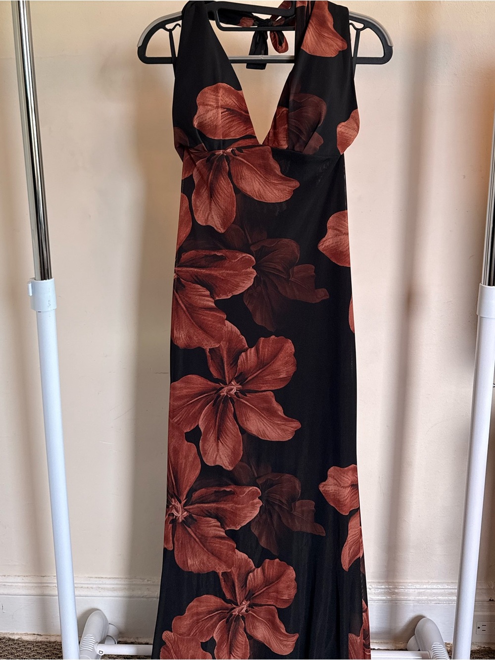 Windsor Black Maxi Dress with Brown Floral Pattern